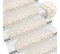 vidaXL Tapis d'escalier 10 pièces 65 x 21 x 4 cm Blanc Demi-rond Grand 149811