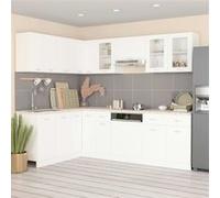 Vidaxl Ensemble De Meubles De Cuisine 11 Pcs Blanc Aggloméré Blanc