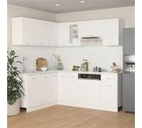 Vidaxl Ensemble De Meubles De Cuisine 11 Pcs Blanc Aggloméré Blanc