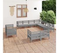 vidaXL 11-delige Loungeset massief grenenhout grijs3083216 Gris G