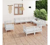 Vidaxl Salon De Jardin 11 Pcs Bois De Pin Massif Blanc