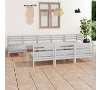 Vidaxl Salon De Jardin 11 Pcs Blanc Bois De Pin Massif Blanc