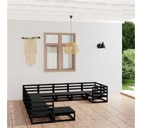 Vidaxl Salon De Jardin 11 Pcs Bois De Pin Massif Noir