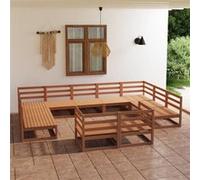 Salon de Jardin 11 pcs Mobilier de Patio Meubles d'Extérieur Mobilier de Jardin Ensemble de Meubles de Terrasse Bois de Pin Massif 3076212