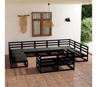 Vidaxl Salon De Jardin 11 Pcs Bois De Pin Massif Noir