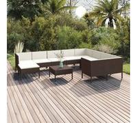 Vidaxl Salon De Jardin 11 Pcs Avec Coussins Résine Tressée Marron