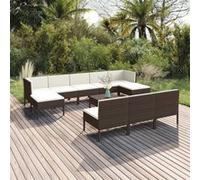 Vidaxl Salon De Jardin 11 Pcs Avec Coussins Résine Tressée Marron