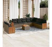 Vidaxl Salon De Jardin 11 Pcs Avec Coussins Gris Résine Tressée