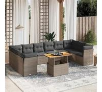 Vidaxl Salon De Jardin 11 Pcs Avec Coussins Gris Résine Tressée