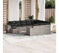 vidaXL 11-delige Loungeset met kussens poly rattan lichtgrijs3255469 gris clair G