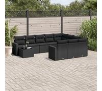 vidaXL 11-delige Loungeset met kussens poly rattan zwart3219515 G
