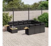 Vidaxl Salon De Jardin 11 Pcs Avec Coussins Noir Résine Tressée