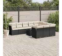 vidaXL 11-delige Loungeset met kussens poly rattan zwart3250065 G
