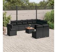 Vidaxl Salon De Jardin 11 Pcs Avec Coussins Noir Résine Tressée