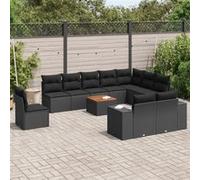 Vidaxl Salon De Jardin 11 Pcs Avec Coussins Noir Résine Tressée