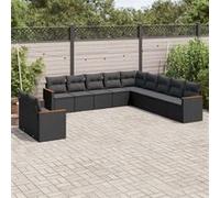 vidaXL 11-delige Loungeset met kussens poly rattan zwart3258527 Noir G
