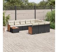 Vidaxl Salon De Jardin 11 Pcs Avec Coussins Noir Résine Tressée