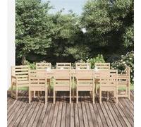 vidaXL Ensemble à Manger de Jardin 11 pcs Bois Massif de pin, Ensemble de Salle à Manger, Ensemble de Salle à Manger d'extérieur, Ensemble de mobilier d'extérieur