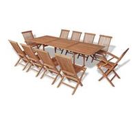 vidaXL 11-delige Tuinset met klapstoelen massief teakhout43043 G