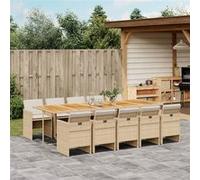 Vidaxl Ensemble À Manger De Jardin Et Coussins 11 Pcs Beige Poly Rotin