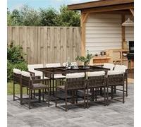 Vidaxl Ensemble À Manger De Jardin Et Coussins 11 Pcs Marron Rotin