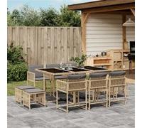 Vidaxl Ensemble À Manger De Jardin Et Coussins 11 Pcs Mélange Beige