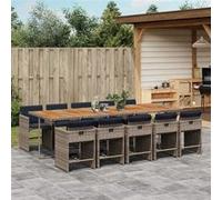 11-delige Tuinset met kussens poly rattan grijs3211118