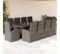 11-delige Tuinset met kussens poly rattan grijs3277601