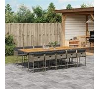 Vidaxl Ensemble À Manger De Jardin 11pcs Avec Coussins Gris Poly Rotin