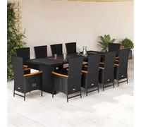 Vidaxl Ensemble À Manger De Jardin 11 Pcs Coussins Noir Résine Tressée