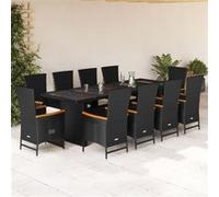 Vidaxl Ensemble À Manger De Jardin 11 Pcs Coussins Noir Résine Tressée