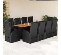 Vidaxl Ensemble À Manger De Jardin 11 Pcs Coussins Noir Résine Tressée