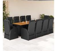 Vidaxl Ensemble À Manger De Jardin 11 Pcs Coussins Noir Résine Tressée