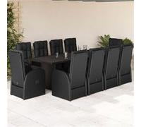 Vidaxl Ensemble À Manger De Jardin 11 Pcs Coussins Noir Résine Tressée