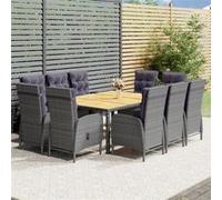 Vidaxl Mobilier À Dîner De Jardin 11 Pcs Résine Tressée Gris