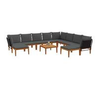 vidaXL 11 pcs Bois d'acacia Massif et Corde Naturel, Canapé de Jardin, Design modulable, Facile à Nettoyer, Coin détente Confortable, pour Profiter de Votre Patio