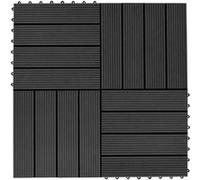 Carreau de terrasse 11 pcs WPC 30 x 30 cm 1 m² Noir