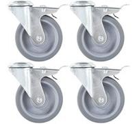 4x Roulettes Pivotantes à Trou de Boulon à Double Frein 100 mm Chariot vidaXL