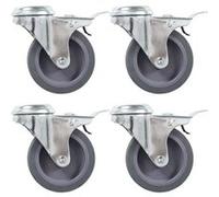 12 pcs Roulettes pivotantes à trou de boulon 75 mm