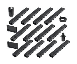 vidaXL 12x Canaux de Drainage Plastique 12 m Caniveaux de Drainage Allées