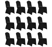 Vidaxl Housses éLastiques De Chaise Noir 12 Pcs