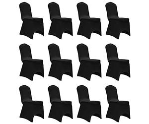 vidaXL 12x Housses Elastiques de Chaise Couverture de Chaise Mariage Décoration Banquet Fête Réunion Cérémonie Hôtel Restaurant Soirée Noir