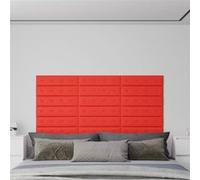 vidaXL Panneaux muraux 12 pcs Rouge 60x15 cm Similicuir 1,08 m²