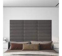 vidaXL Panneaux muraux 12 pcs Gris 60x15 cm Similicuir 1,08 m²