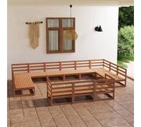 Bois de Pin Massif Salon de Jardin 13 pcs Meubles d'Extérieur Mobilier de Patio Ensemble de Meubles de Terrasse Mobilier de Jardin