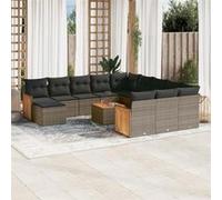 vidaXL 13-delige Loungeset met kussens poly rattan grijs3228272 G