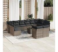 vidaXL 13-delige Loungeset met kussens poly rattan grijs3250279 G