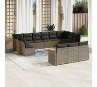 Vidaxl Salon De Jardin Avec Coussins 13 Pcs Gris Résine Tressée