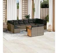 vidaXL 13-delige Loungeset met kussens poly rattan grijs3260534 G