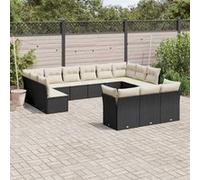 vidaXL 13-delige Loungeset met kussens poly rattan zwart3250285 G